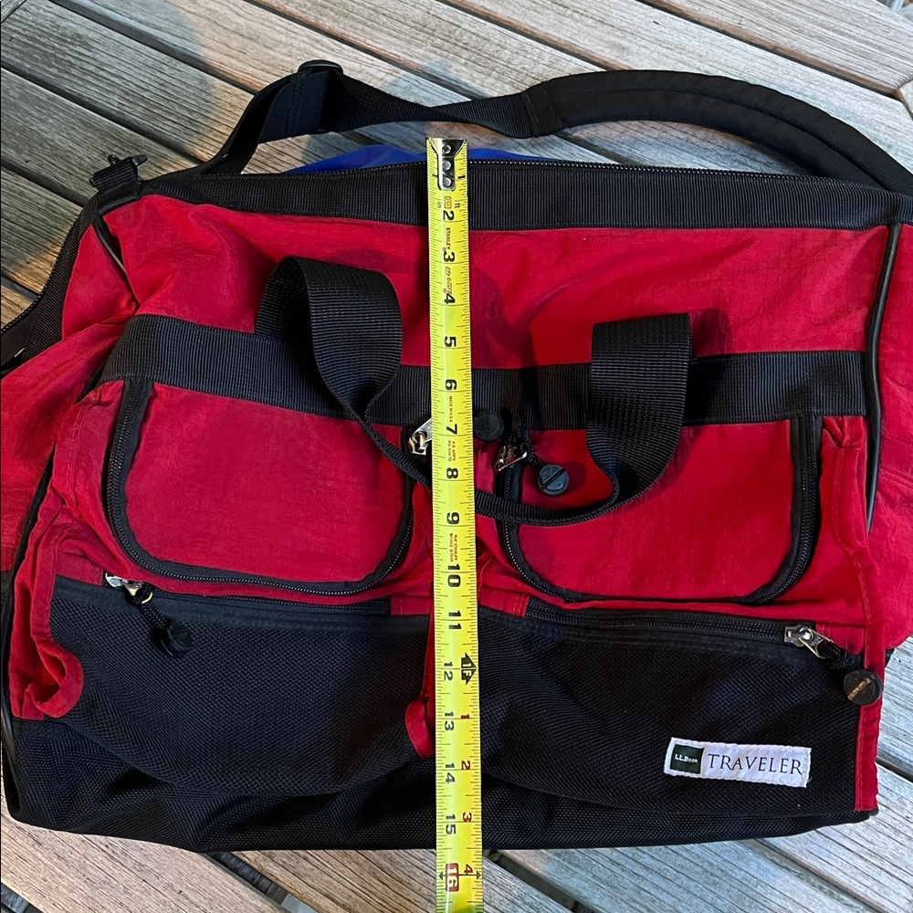 Vintage LL Bean traveler adventure travel wide Duffel Bag Breeders Cup Red Black - Picture 9 of 11